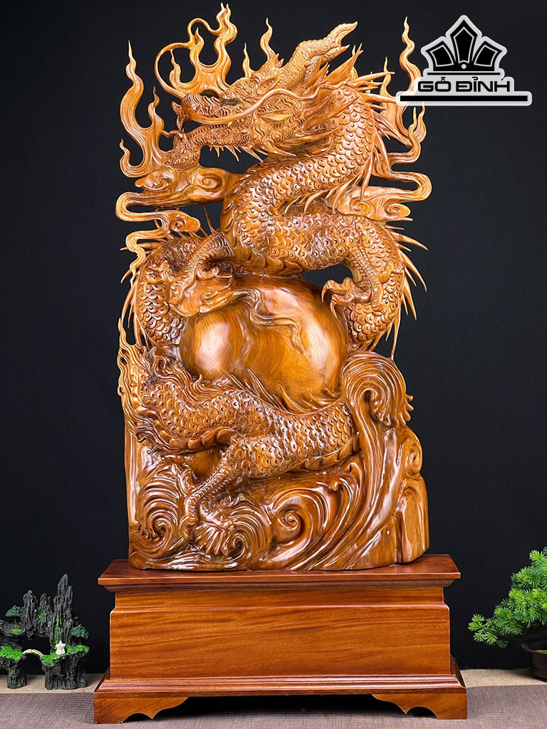 Tượng Rồng ( Nhất Long) Gỗ Ngọc Am Cao 101 Ngang 50 Sâu 18 (cm)
