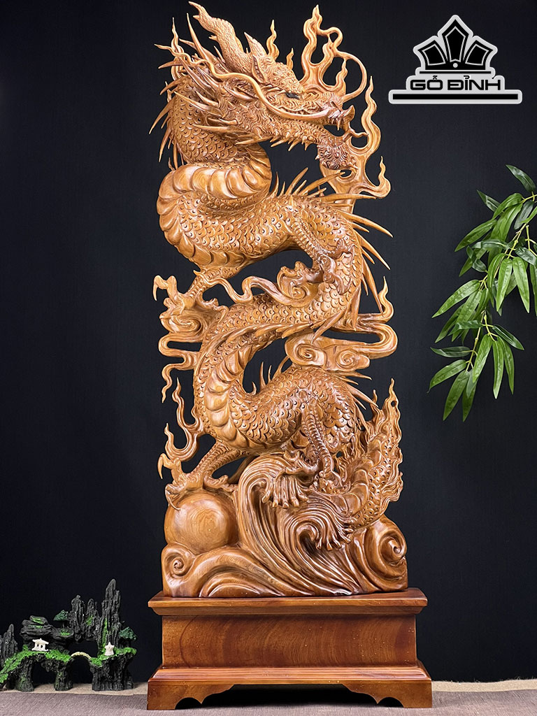 Tượng Rồng ( Nhất Long) Gỗ Ngọc Am Cao 106 Ngang 40 Sâu 20 (cm)
