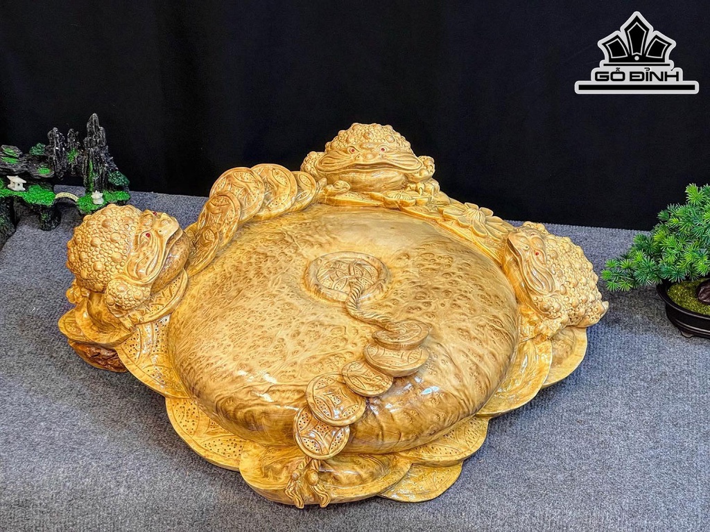 Tượng Tam Cóc Trấn Bình Phú Quý Gỗ Nu Kháo Ngang 48 Cao 20 Sâu 47 (cm)