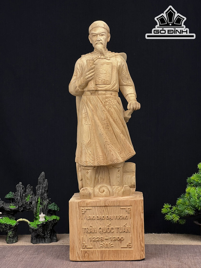 Tượng Trần Quốc Tuấn Gỗ Ngọc Am Cao 51 Ngang 15 Sâu 12 (cm)