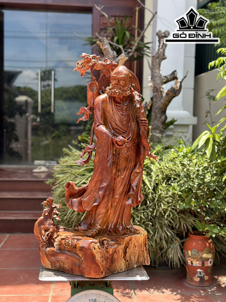 Tượng Đạt Ma Sư Tổ Gỗ Cẩm Cao 93 Ngang 52 Sâu 35 (cm)