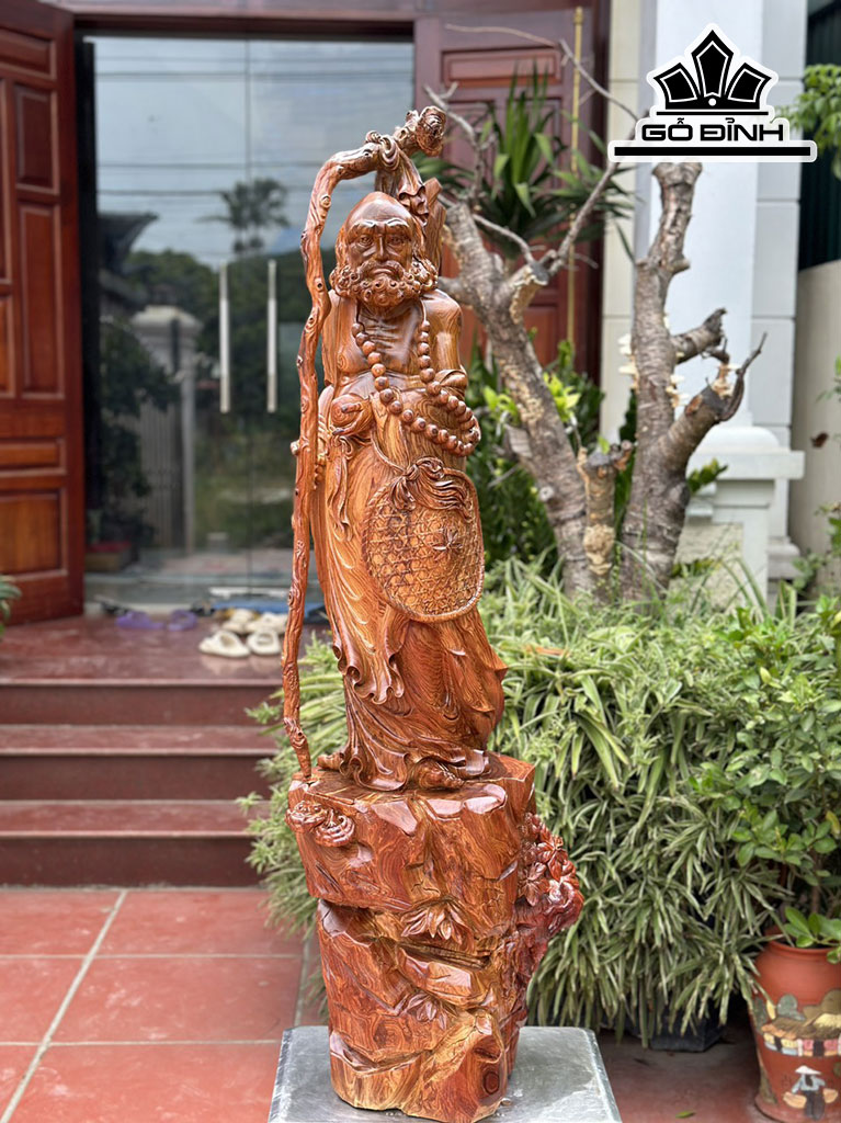 Tượng Đạt Ma Sư Tổ Gỗ Cẩm Cao 128 Ngang 42 Sâu 35 (cm)