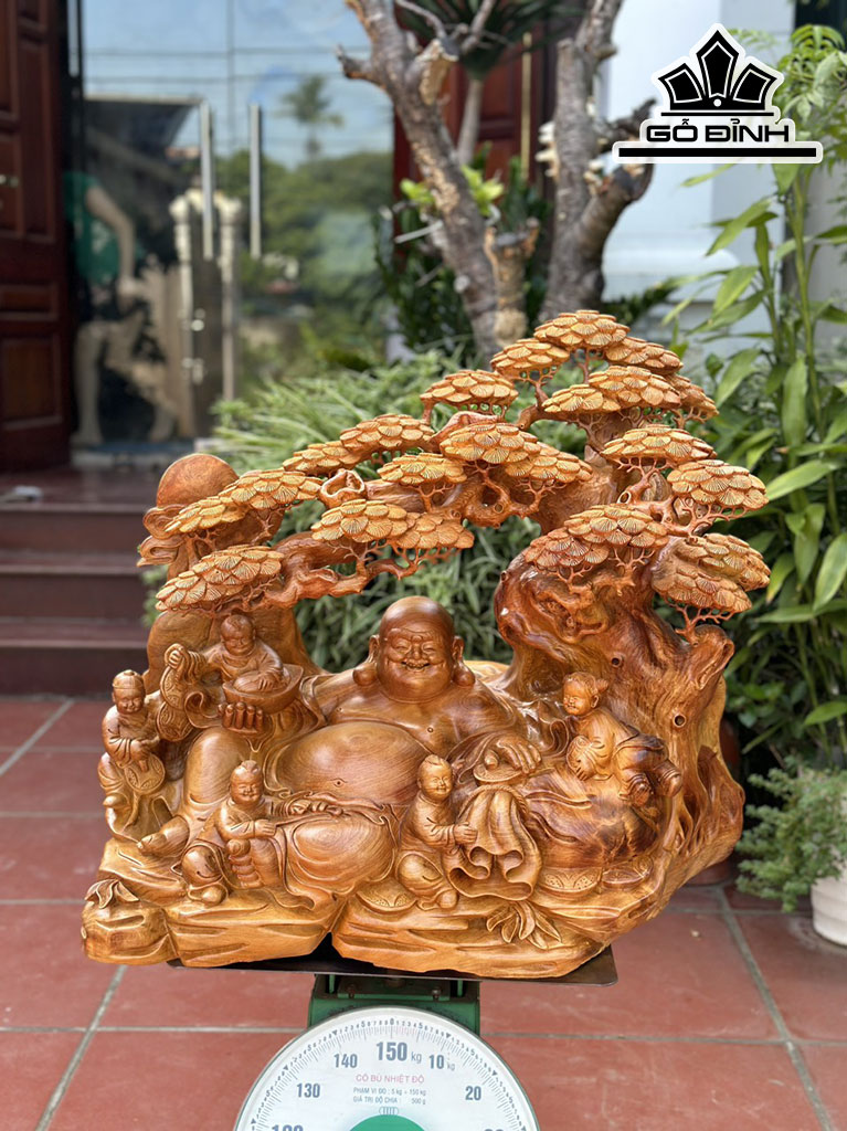 Tượng Phật Di Lặc Gỗ Hương Cao 65 Ngang 75 Sâu 47 (cm)