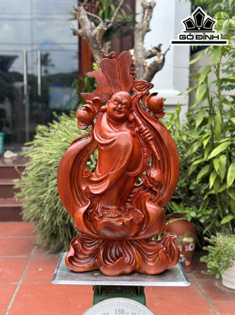 Tượng Phật Di Lặc Gỗ Hương Cao 73 Ngang 38 Sâu 19 (cm)