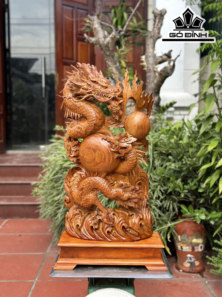 Tượng Rồng ( Nhất Long) Gỗ Hương Cao 66 Ngang 37 Sâu 16 (cm)