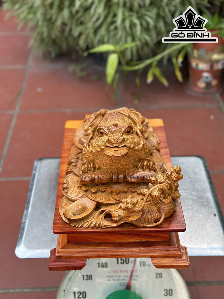 Tượng Thiềm Thừ Gỗ Hương Cao 14 Ngang 23 Sâu 38 (cm)