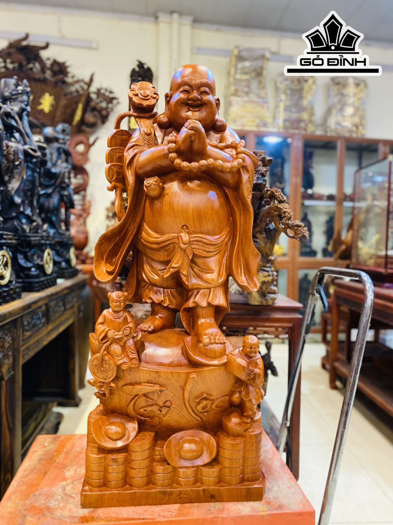 Tượng Phật Di Lặc Chúc Phúc Gỗ Hương Cao 130 Ngang 52 Sâu 40 (cm)