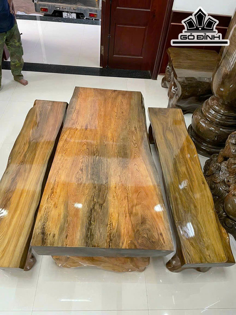 Bộ Bàn Dài Gỗ Thủy Tùng Dài 230 Ngang 80 Dày 13 (cm)