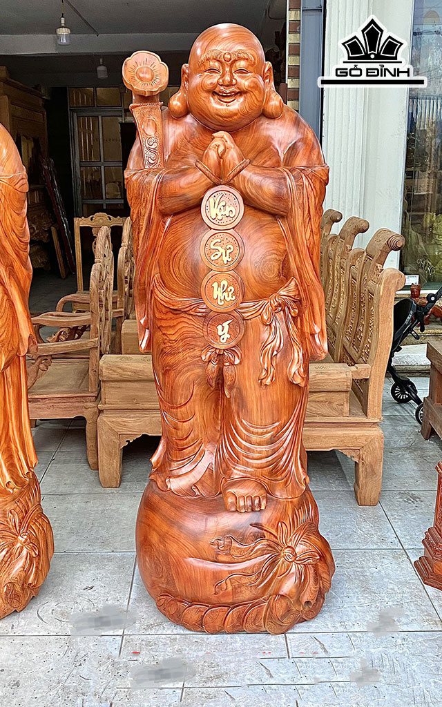 Tượng Phật Di Lặc Chúc Phúc Gỗ Hương Cao 180 Đường Kính 62 (cm)