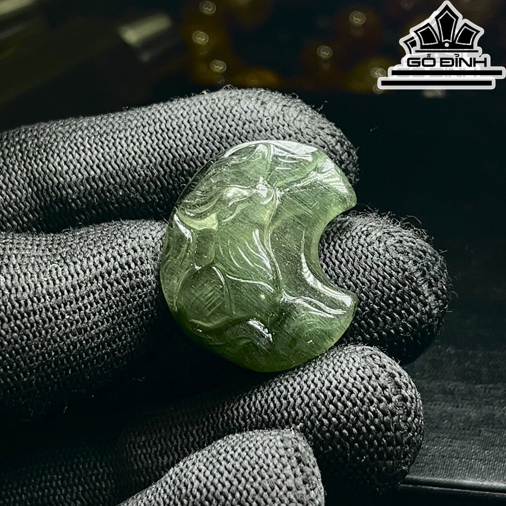 Mặt Dây Chuyền Thạch Anh Tóc Xanh Cao 28,5 Ngang 24 Sâu 10,5 (mm) 8,5gr