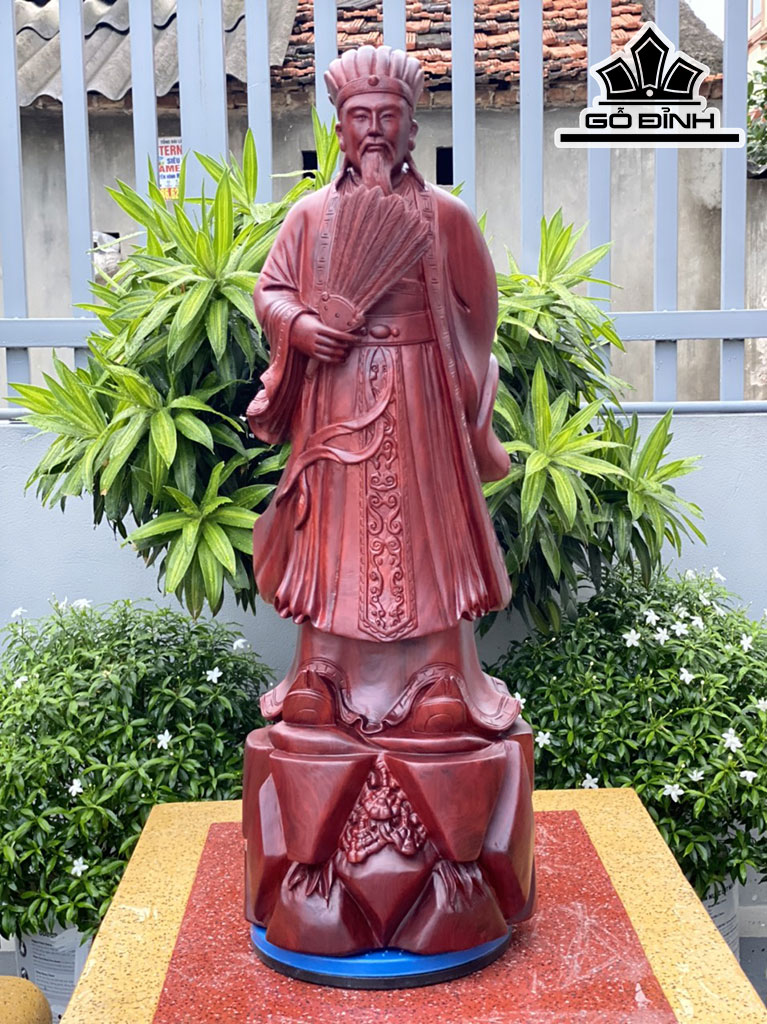 Tượng Gia Cát Lượng Gỗ Tử Đàn Cao 80 Ngang 28 Sâu 25 (cm)