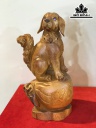 Tượng Chó Gỗ Hương Cao 41 Ngang 23 Sâu 16 (cm)