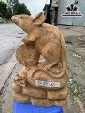 Tượng Chuột Phong Thủy Gỗ Ngọc Am Cao 37 Ngang 25 Sâu 10 (cm)