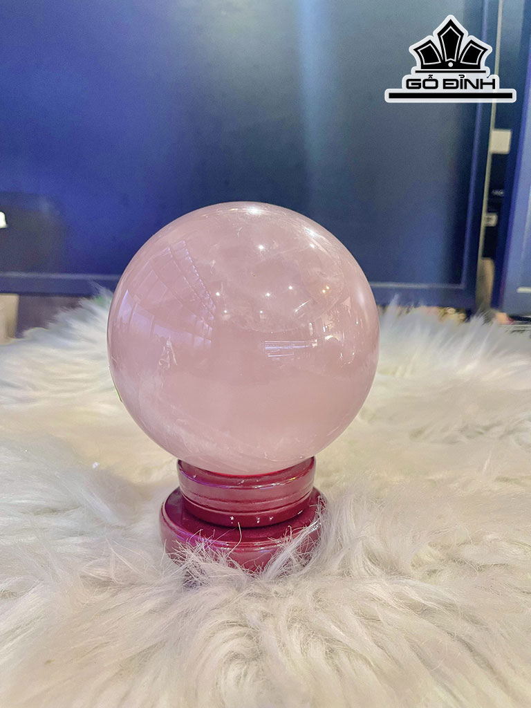 Bi Cầu Đá Thạch Anh Hồng Đường Kính 10 (cm) 1.45kg