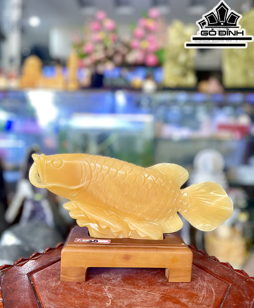 Tượng Cá Rồng Đá Ngọc Hoàng Long Cao 30 (cm)