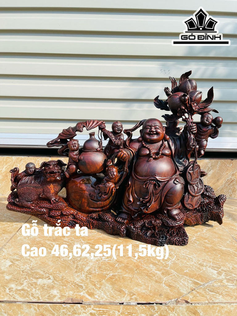 Tượng Phật Di Lặc Gỗ Trắc Cao 46 Ngang 62 Sâu 25 (cm)