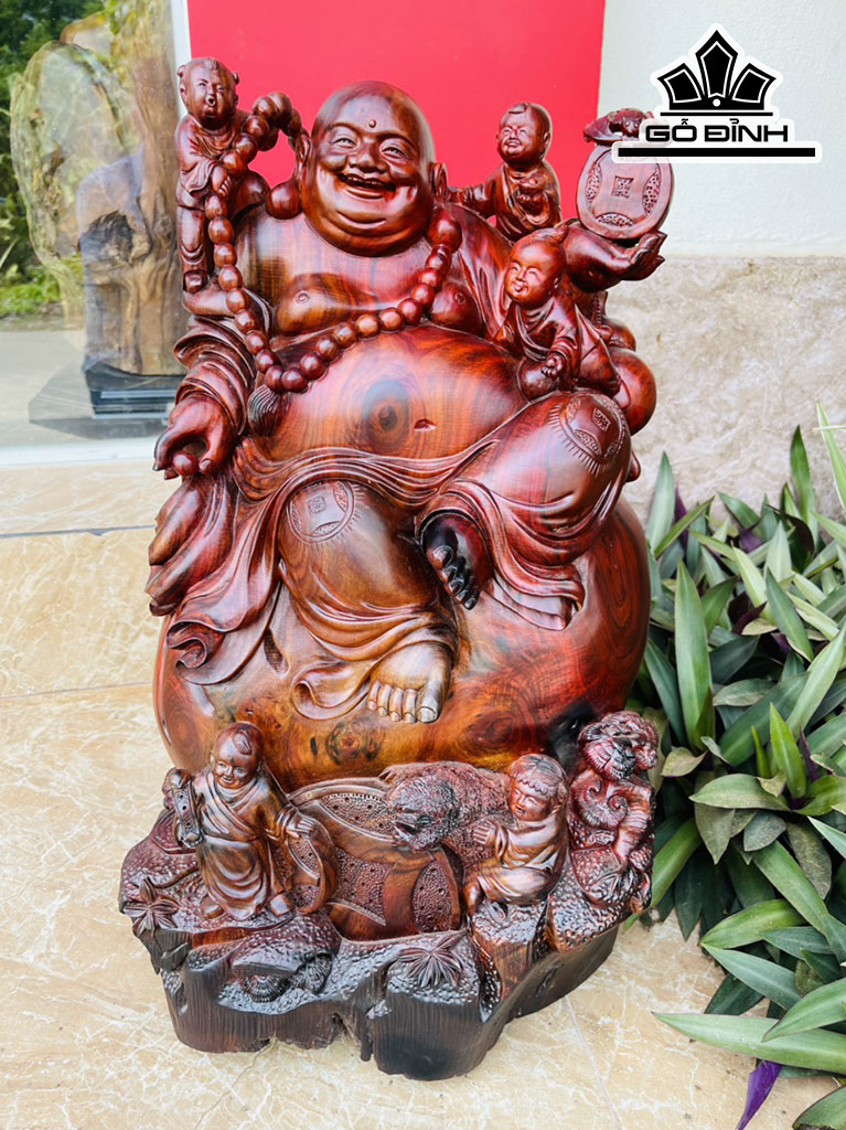 Tượng Phật Di Lặc Gỗ Trắc Cao 52 Ngang 30 Sâu 26 (cm)