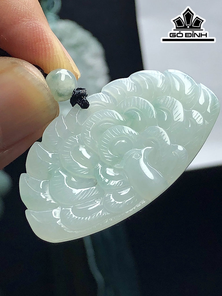 Mặt Dây Chuyền Khổng Tước Đá Cẩm Thạch Cao 22 Ngang 40 Sâu 3,9 (mm) 5,8gr