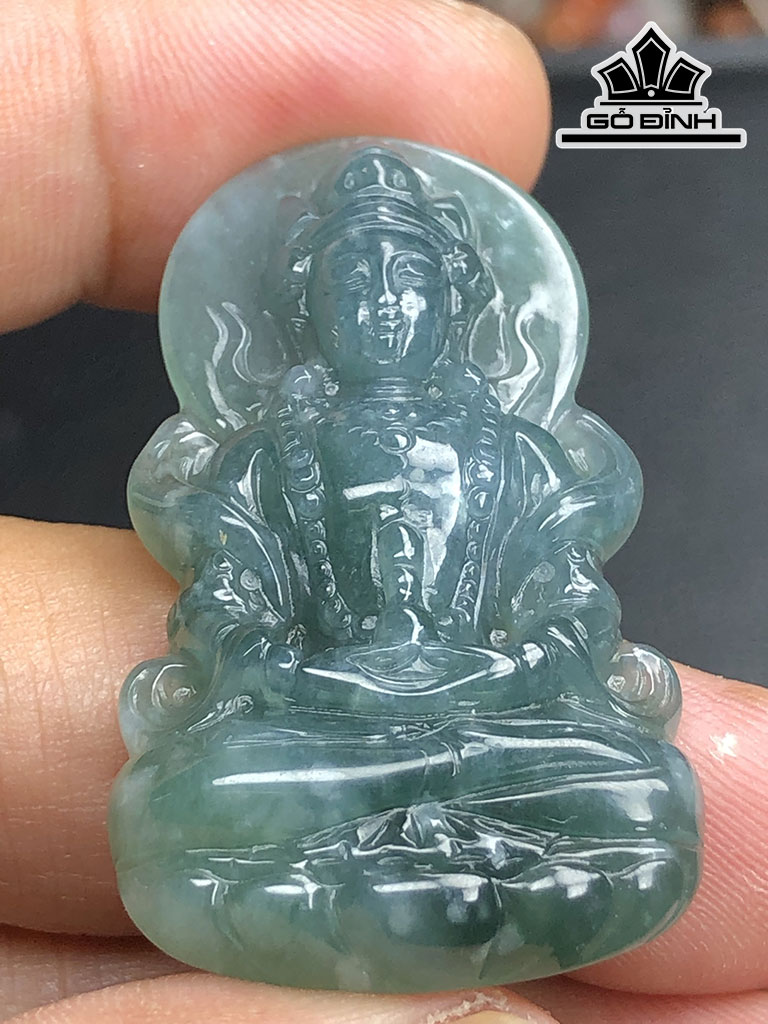Mặt Dây Chuyền Quan Âm Đá Cẩm Thạch Cao 43 Ngang 24,8 Sâu 6,4 (mm) 10gr