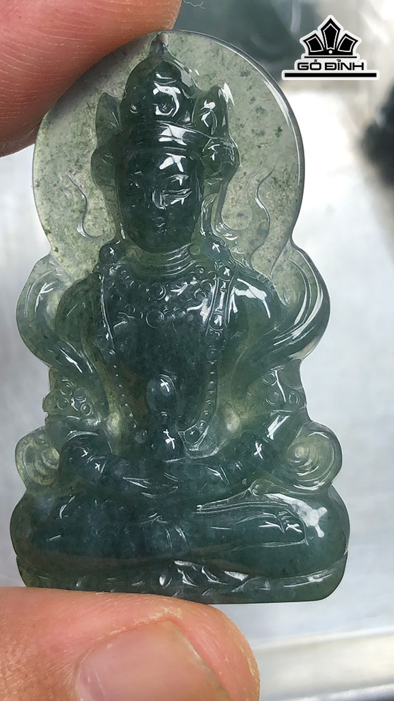 Mặt Dây Chuyền Quan Âm Đá Cẩm Thạch Cao 47 Ngang 28,8 Sâu 6,5 (mm) 13,8gr