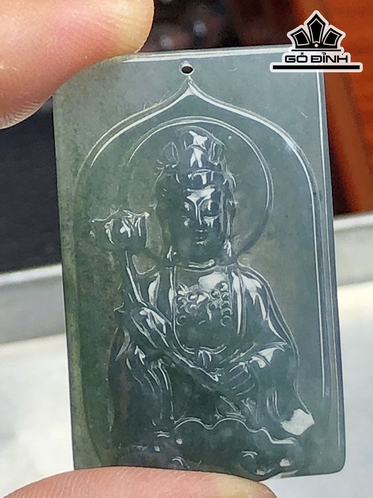 Mặt Dây Chuyền Quan Âm Đại Thế Chí Đá Cẩm Thạch Cao 40 Ngang 25 Sâu 6 (mm) 11,6gr