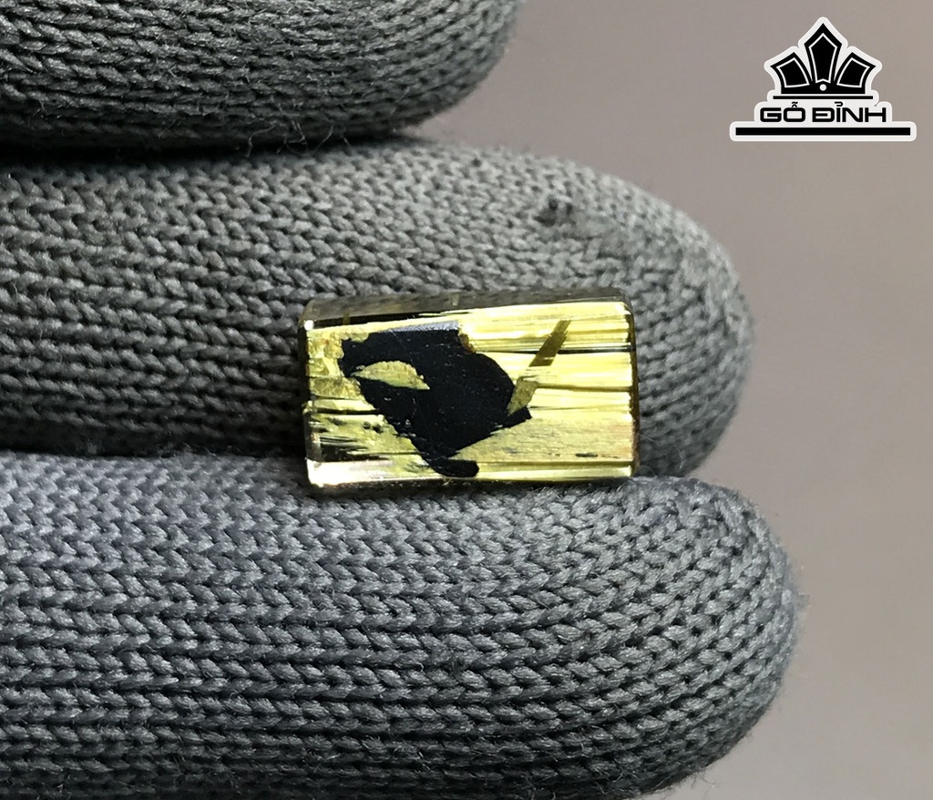 Mặt Nhẫn Đá Thạch Anh Tóc Vàng Cao 14,5 Ngang 8,1 Sâu 5,3 (mm) 1,5gr