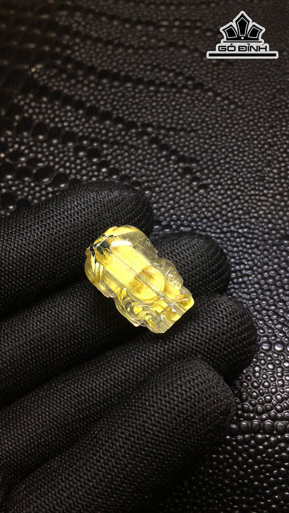 Tỳ Hưu Đá Thạch Anh Tóc Vàng Cao 22,8 Ngang 14,6 Sâu 13,2 (mm) 8,7gr