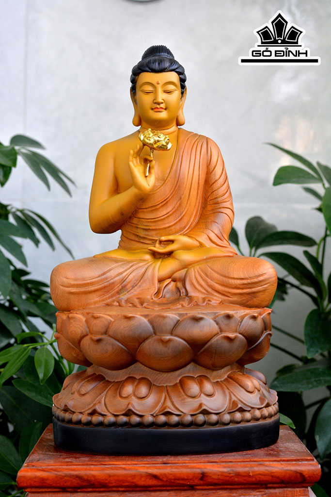 Tượng Phật Tổ Gỗ Bách Xanh Cao 30 Ngang 16 Sâu 13 (cm)