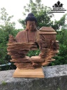 Tượng Nhất Tâm Bái Phật Gỗ Dổi Cao 60 Ngang 50 Sâu 10 (cm)