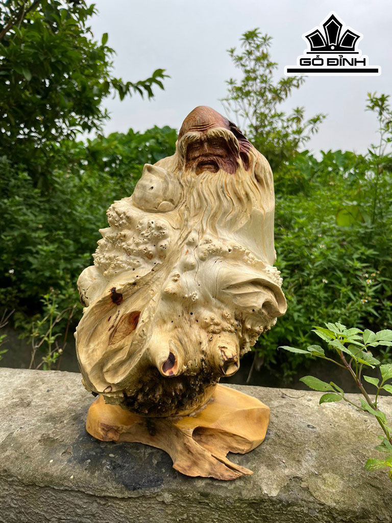 Tượng Ông Thọ Gỗ Nu Hương Cao 36 Ngang 22 (cm)