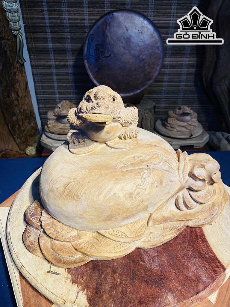 Tượng Thiềm Thừ Gỗ Ngọc Am Ngang 45 Cao 34 Sâu 26 (cm)