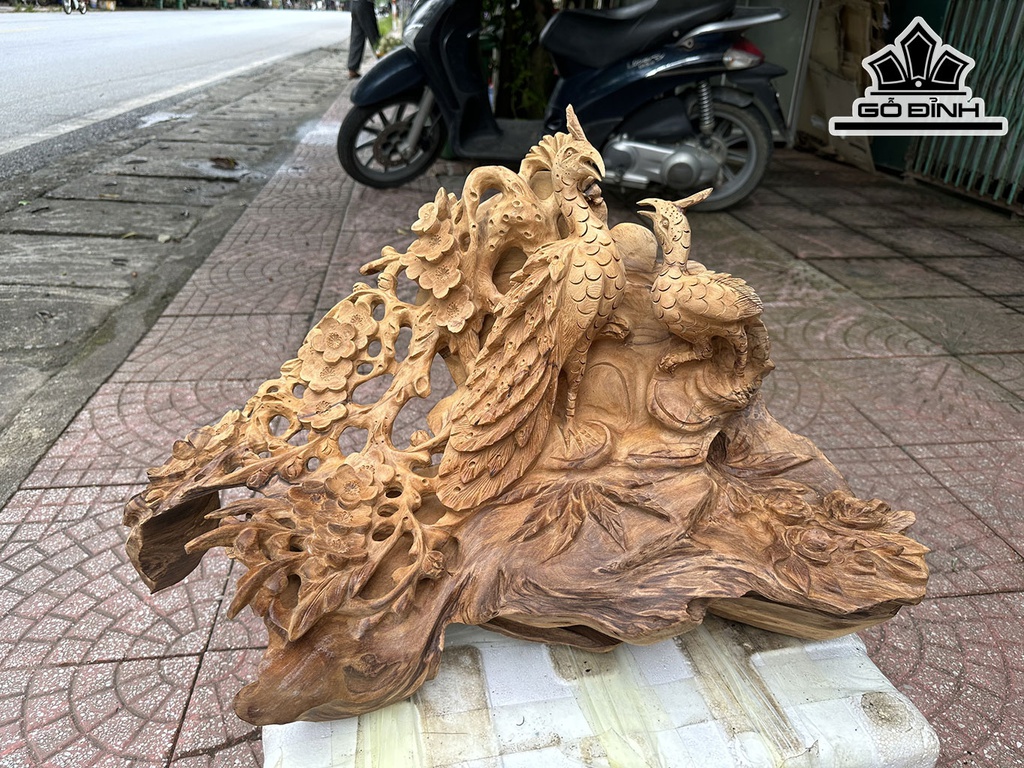 Tượng Phu Thê Viên Mãn Gỗ Ngọc Am Hà Giang Ngang 68 Cao 42 Sâu 25 (cm)