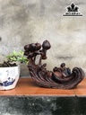 Tượng Liên Hoa Bái Phật Gỗ Trắc Ngang 33 Cao 23 Sâu 13 (cm)