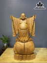 Tượng Phật Di Lặc Gỗ Ngọc Am Cao 92 Ngang 50 Sâu 18 (cm)