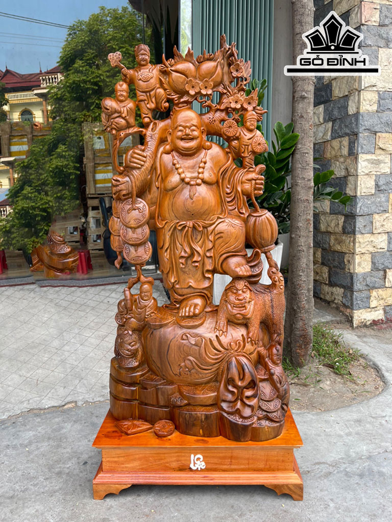 Tượng Phật Di Lặc Gỗ Ngọc Am Cao 100 Ngang 52 Sâu 20 (cm)