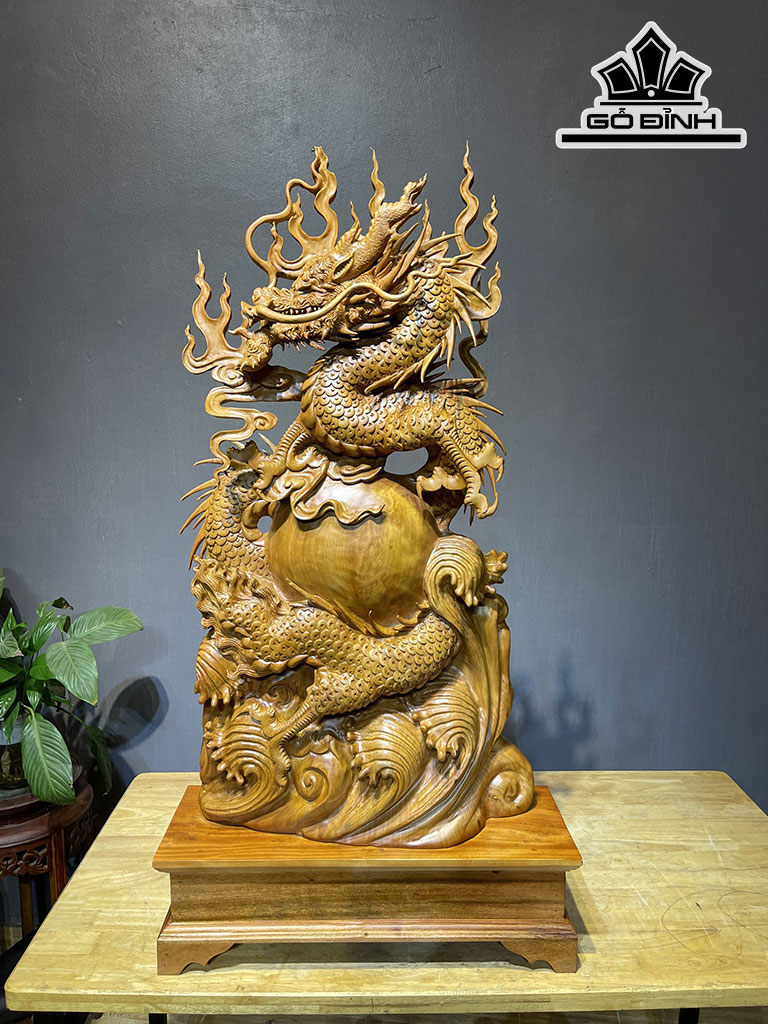 Tượng Rồng ( Nhất Long) Gỗ Ngọc Am Cao 91 Ngang 48 Sâu 18 (cm)