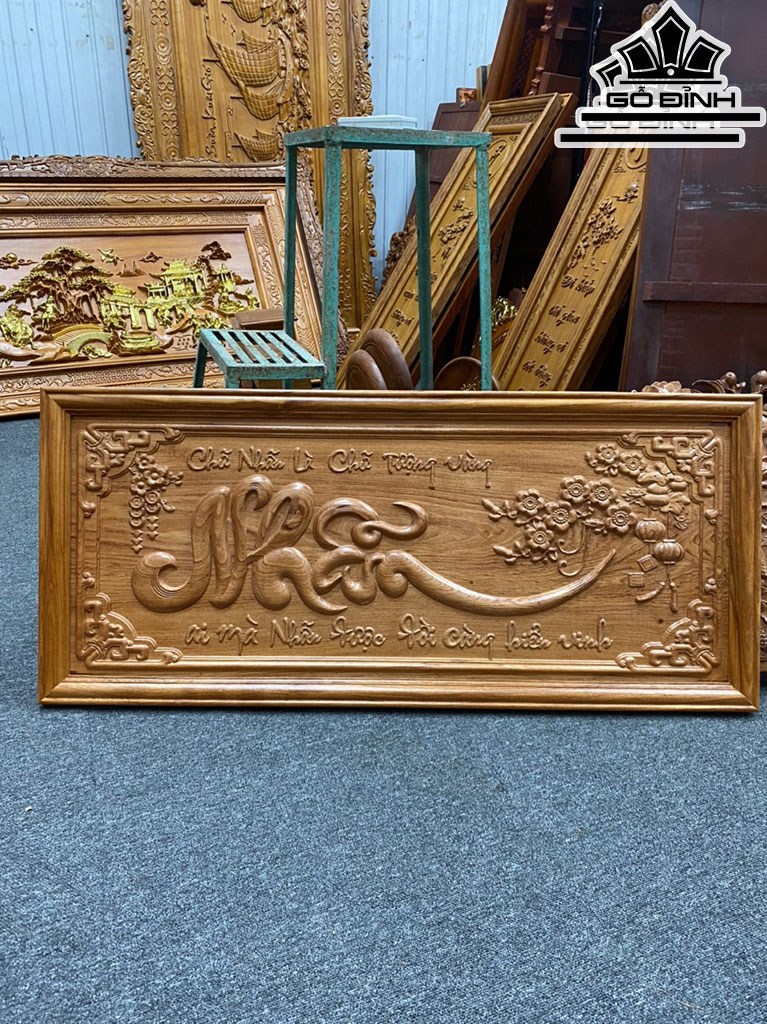 Tranh Chữ Nhẫn Gỗ Hương Cao 48 Ngang 108 Sâu 3,5 (cm)