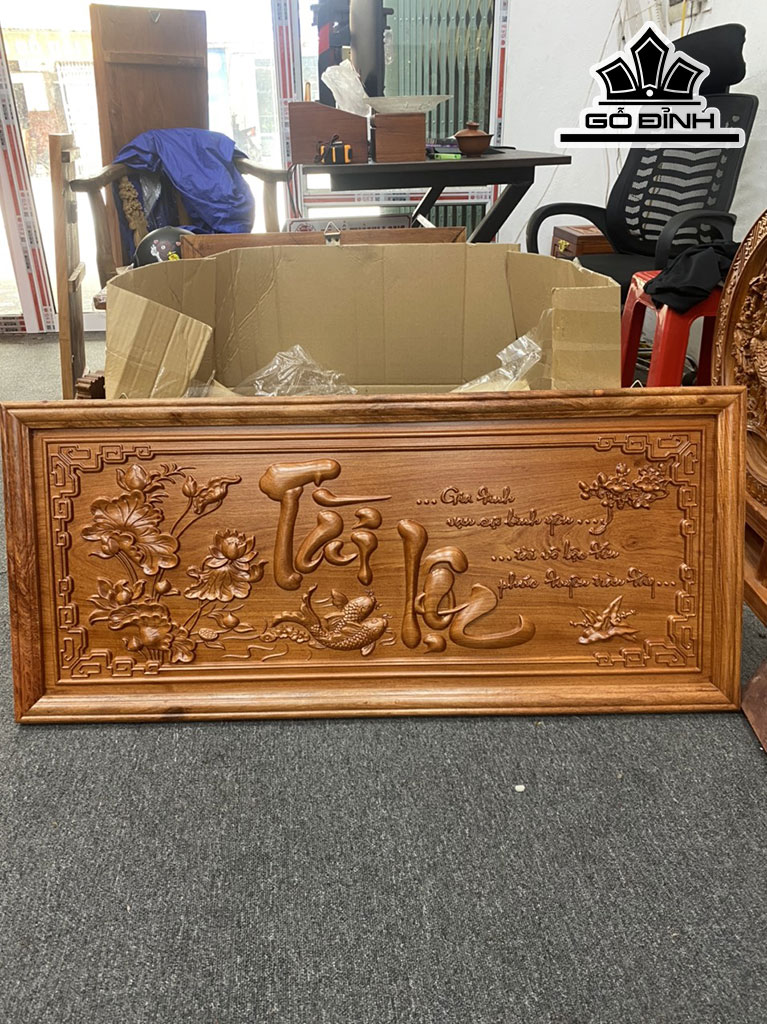 Tranh Chữ Tài Lộc Gỗ Hương Cao 48 Ngang 108 Sâu 3,5 (cm)