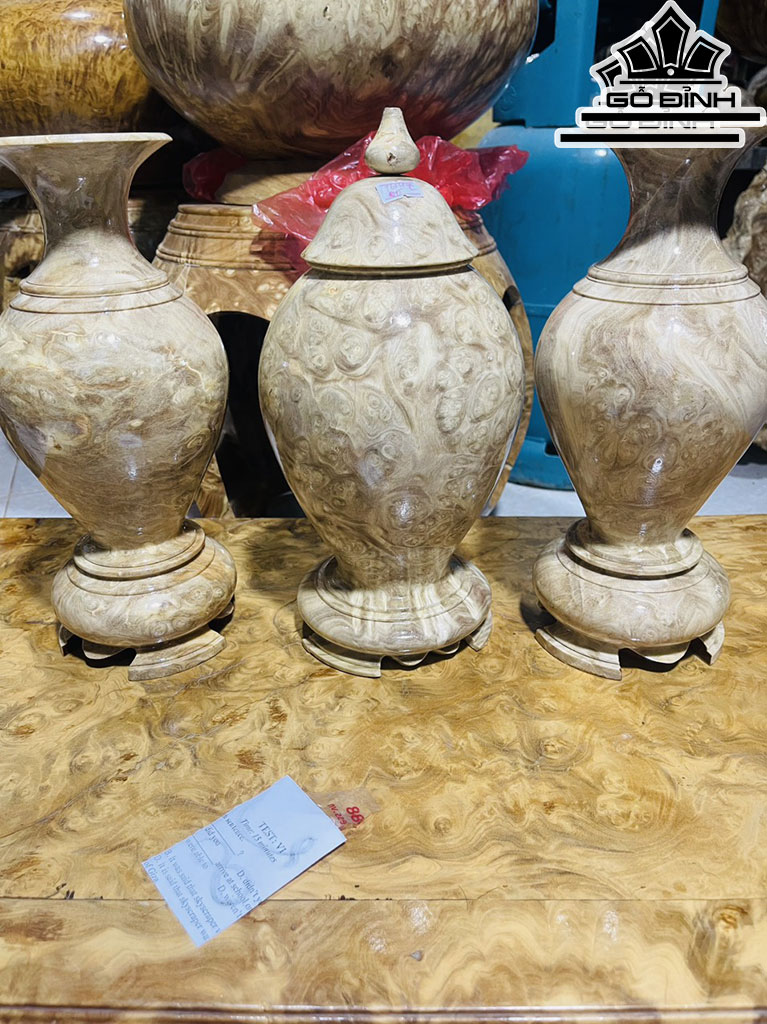 Combo 2 Bình 1 Chum Gỗ Nu Nghiến Cao 31 (cm)