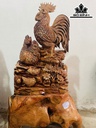 Tượng Gia Đình Gà Gỗ Xá Xị Cao 83 Ngang 55 Sâu 30 (cm)