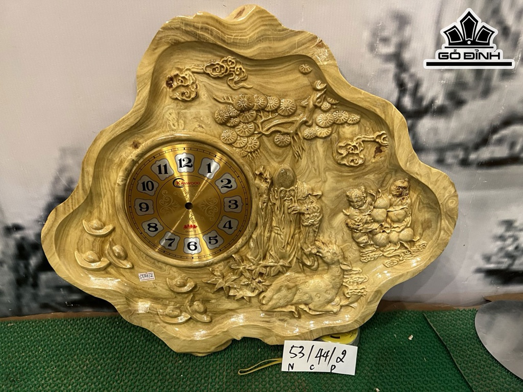 Tranh Đồng Hồ Gỗ Nu Nghiến Cao 44 Ngang 53 Sâu 2 (cm)