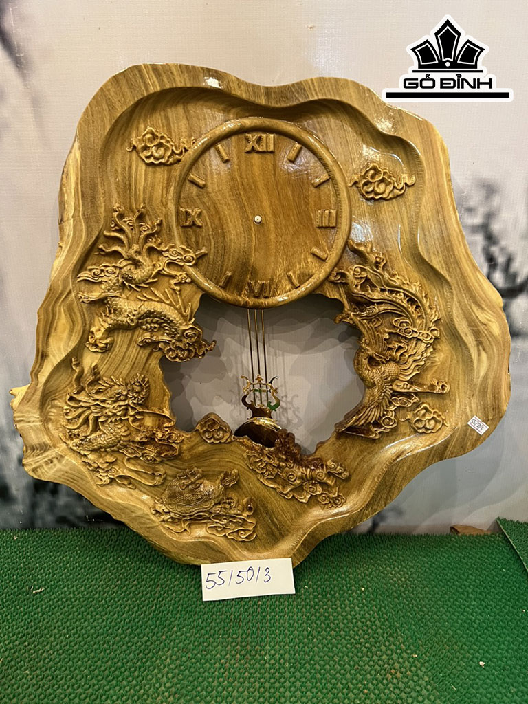 Tranh Đồng Hồ Gỗ Nu Nghiến Cao 50 Ngang 55 Sâu 3 (cm)