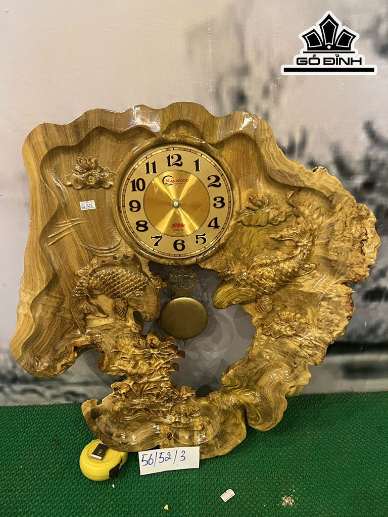 Tranh Đồng Hồ Gỗ Nu Nghiến Cao 52 Ngang 56 Sâu 3 (cm)