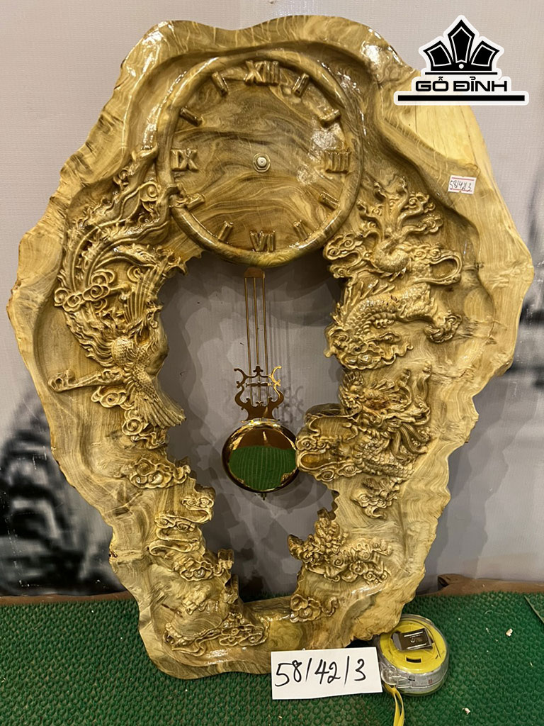 Tranh Đồng Hồ Gỗ Nu Nghiến Cao 58 Ngang 42 Sâu 3 (cm)