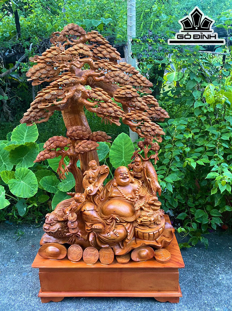 Tượng Phật Di Lặc Gỗ Hương Cao 112 Ngang 72 Sâu 43 (cm)