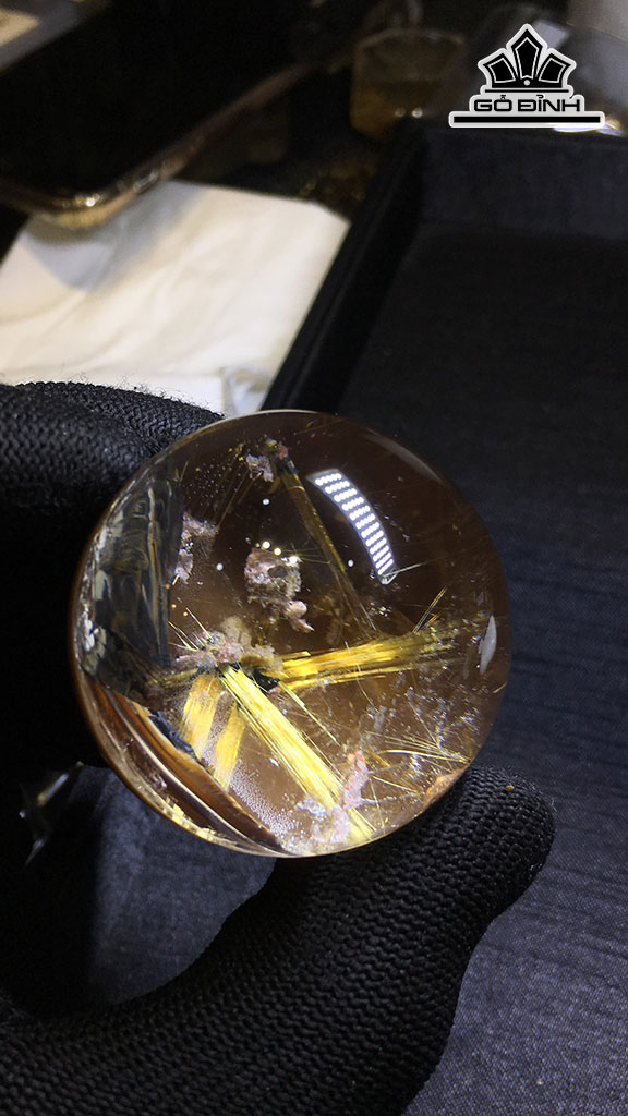 Bi Cầu Đá Thạch Anh Tóc Vàng Đường Kính Hạt 44,5 (mm) 113,5gr