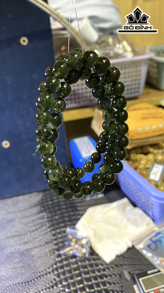 Chuỗi Đá Thạch Anh Tóc Xanh Đường Kính Hạt 7,7 (mm) 44gr