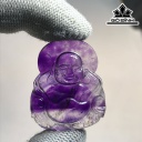 Mặt Dây Di Lặc Đá Thạch Anh Tóc Tím Cao 35 Ngang 28,6 Sâu 8,4 (mm) 11,8gr