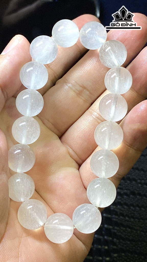 Vòng Tay Đá Thạch Anh Tóc Trắng Đường Kính Hạt 12,8 (mm) 48gr