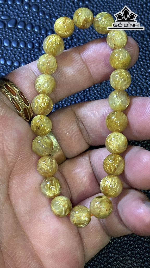 Vòng Tay Đá Thạch Anh Tóc Vàng Đường Kính Hạt 8,8 (mm) 20,6gr